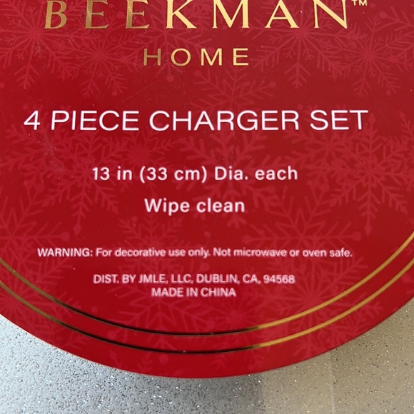 Beekman Home 4 Piece Charger Set New - Picture 9 of 9